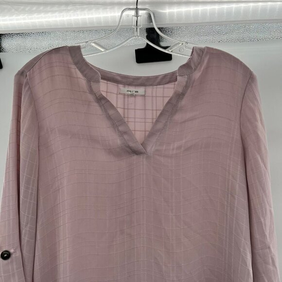 Maurices Women's Pullover Textured 3/4 Roll Tab Sleeve Top Mauve Size XS - Picture 2 of 9